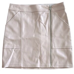 WOMENS EXPRESS DUSTY ROSE SZ 2 VEGAN LEATHER MINI SKIRT FRONT ZIPPERED LIKE NEW